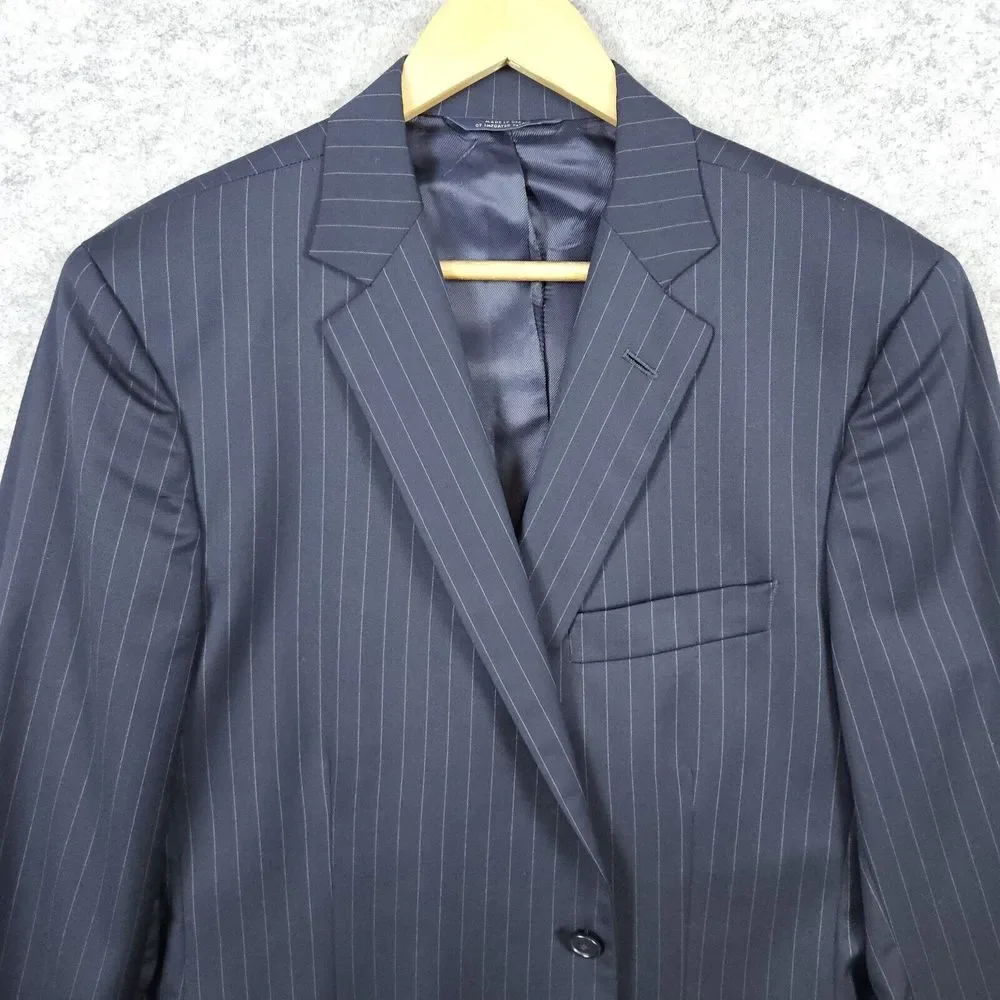Brooks Brothers 1818 Fitzgerald Blazer Size 43R 100% Wool Navy Blue Pinstripes‎